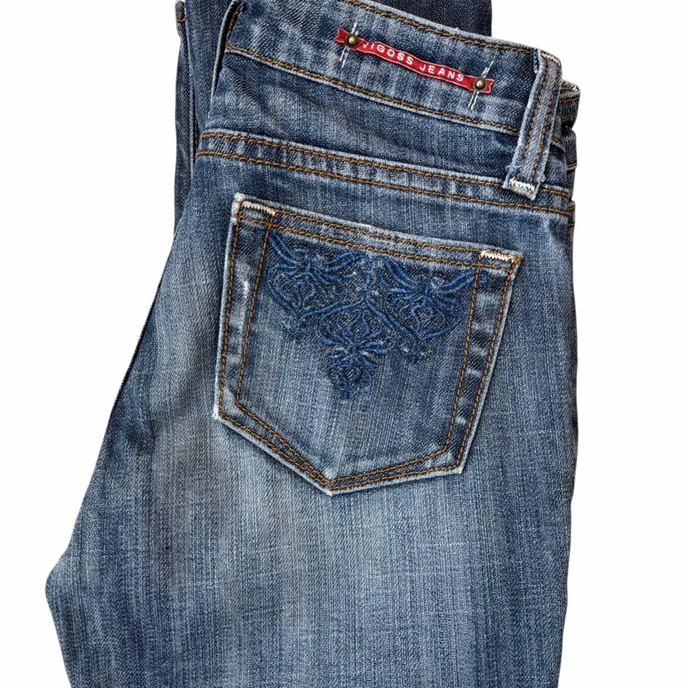 Vigoss Bermuda Denim Shorts Low Rise Stretch Embroidered Pockets Size 0
